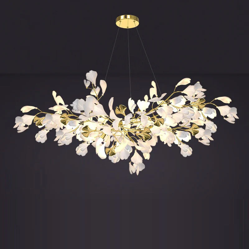 47 inch Porcelain Linear Gold Chandelier - Image 1