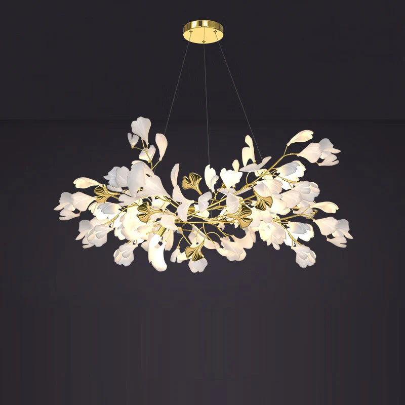 39 inch Porcelain Linear Gold Chandelier - Image 1