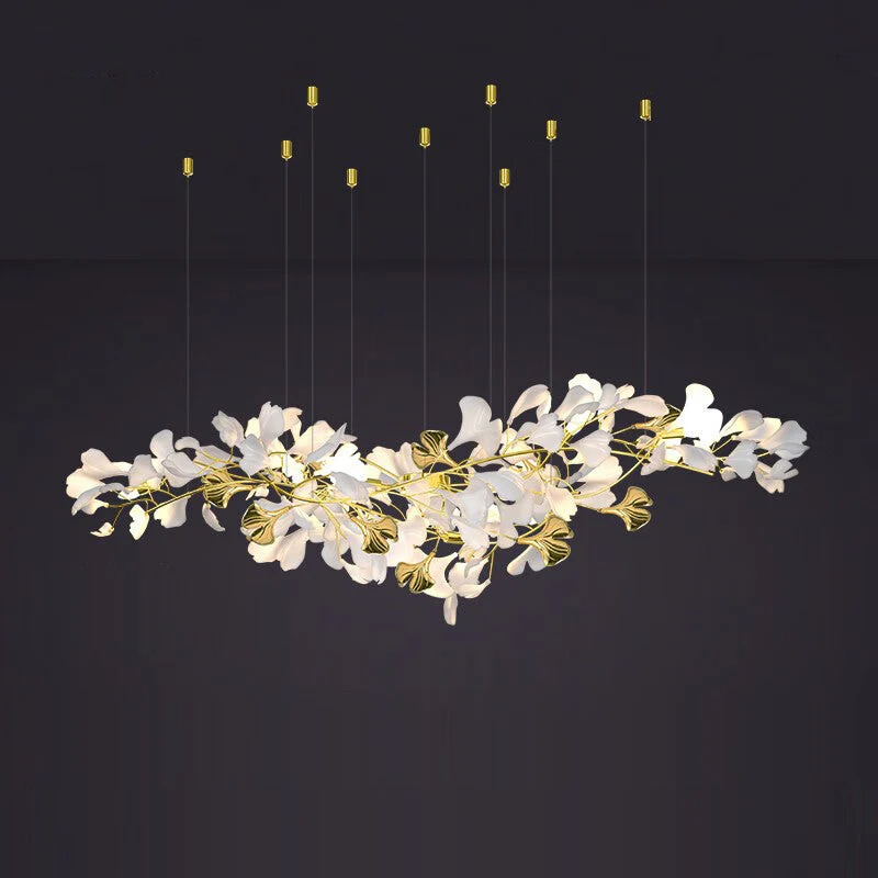 59 inch Porcelain Linear Gold Chandelier - Image 1