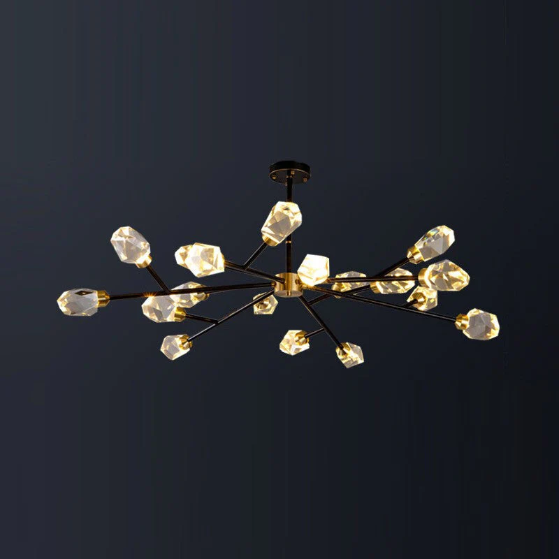 39 inch Rameau Faceted Crystal Prisms Branch Chandelier, Black - Image 1