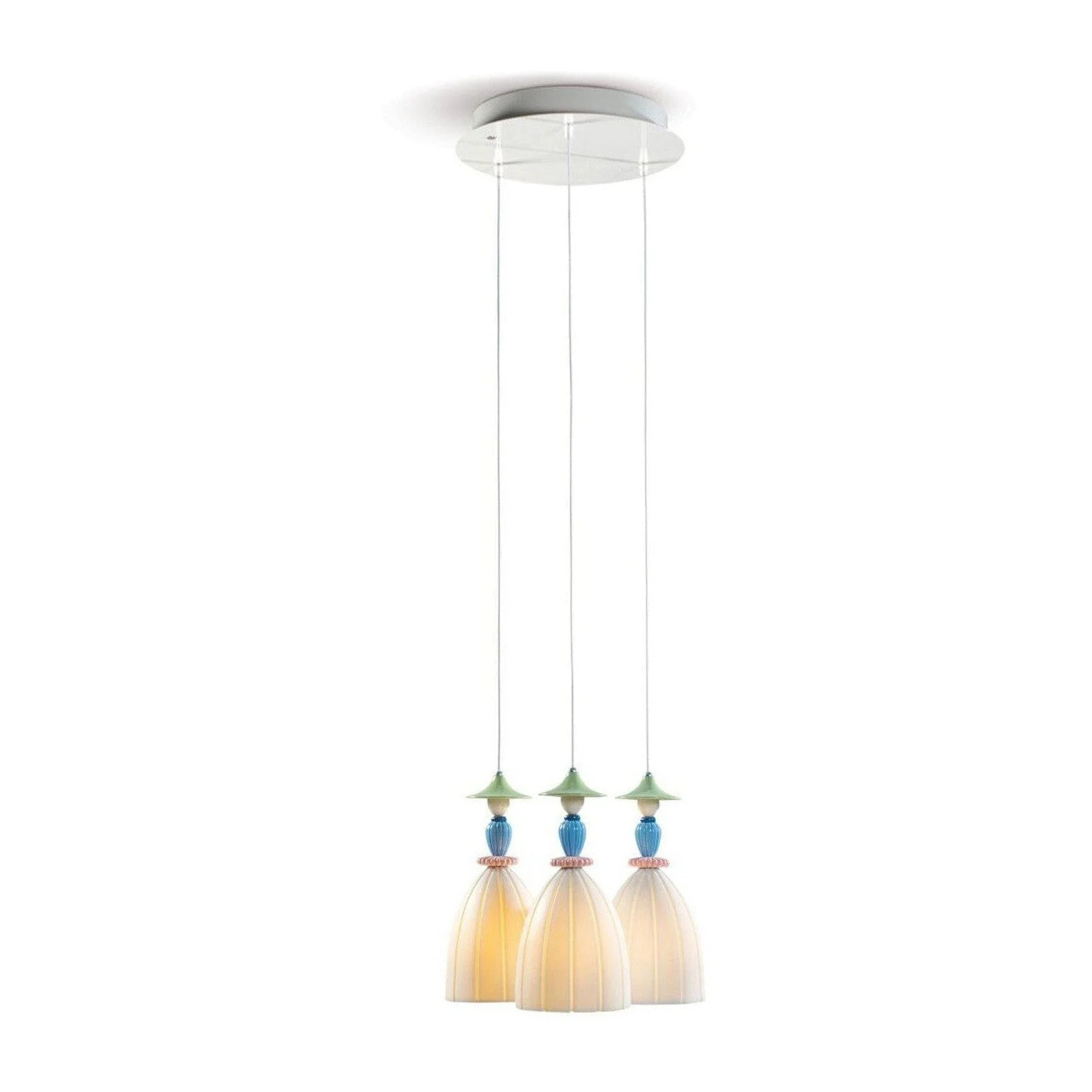 Lladro Mademoiselle Round Canopy 3 Lights Sharing Secrets Ceiling Lamp (US) - Image 1
