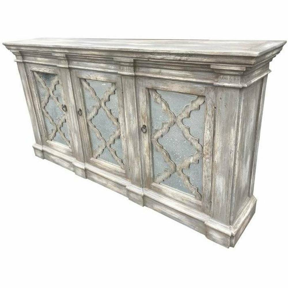 Casa Bonita Peruvian Hand-Painted Carved Wood Antiqued Mirror Gia Buffet - Image 1