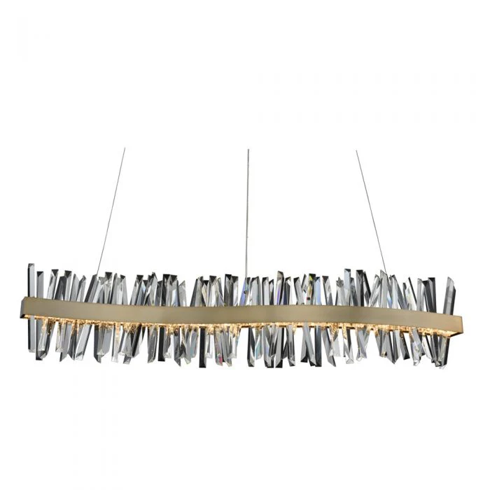 Allegri Glacier 60" Wide LED Chrome Crystal Wave Modern Linear Pendant - Image 2
