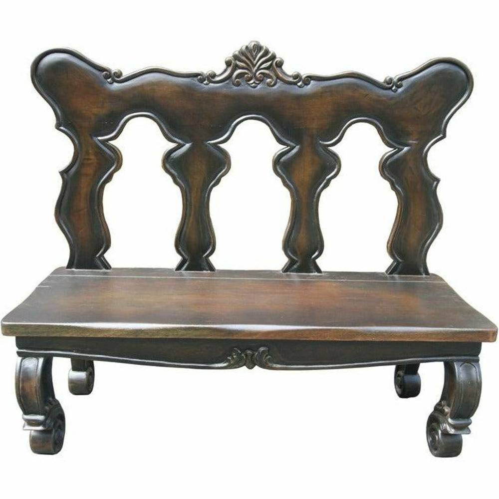 Casa Bonita Peruvian Hand-Painted Carved Wood Palma Bench - Image 1