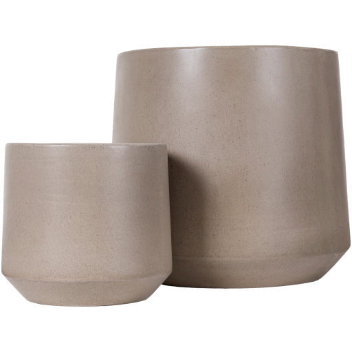 Surya Seastone Collection Modern Set of 2 Brushed Matte Gray Concrete Outdoor Floor Vases SST-003 - Image 3