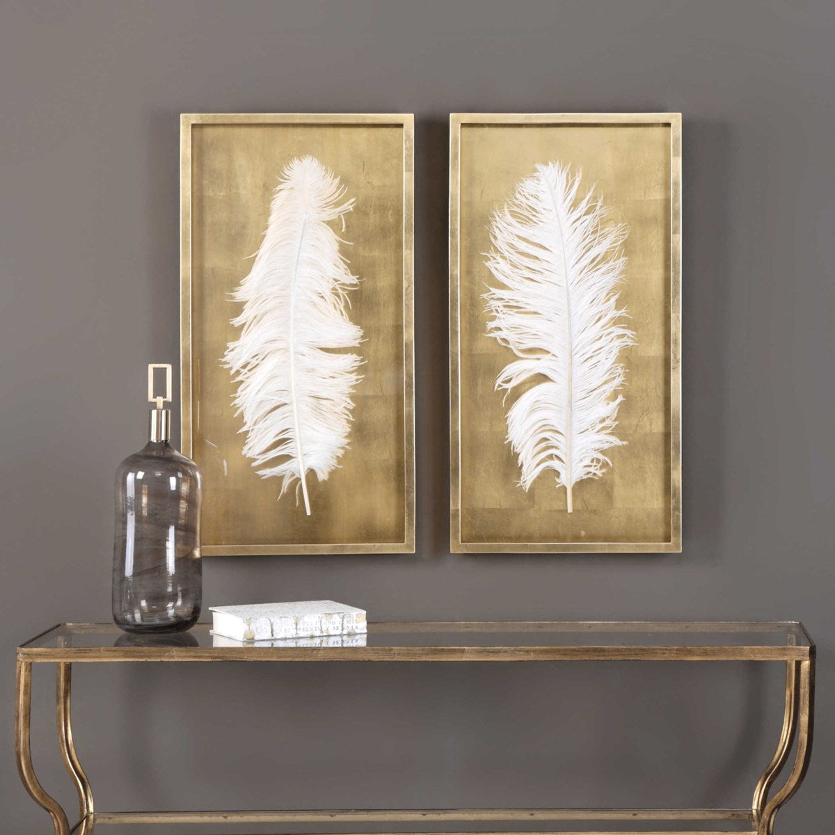 Uttermost White Feathers Set of 2 Shadow Box Frames - Image 2