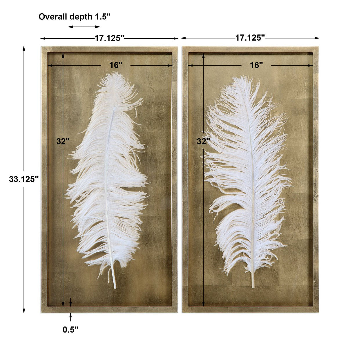 Uttermost White Feathers Set of 2 Shadow Box Frames - Image 3
