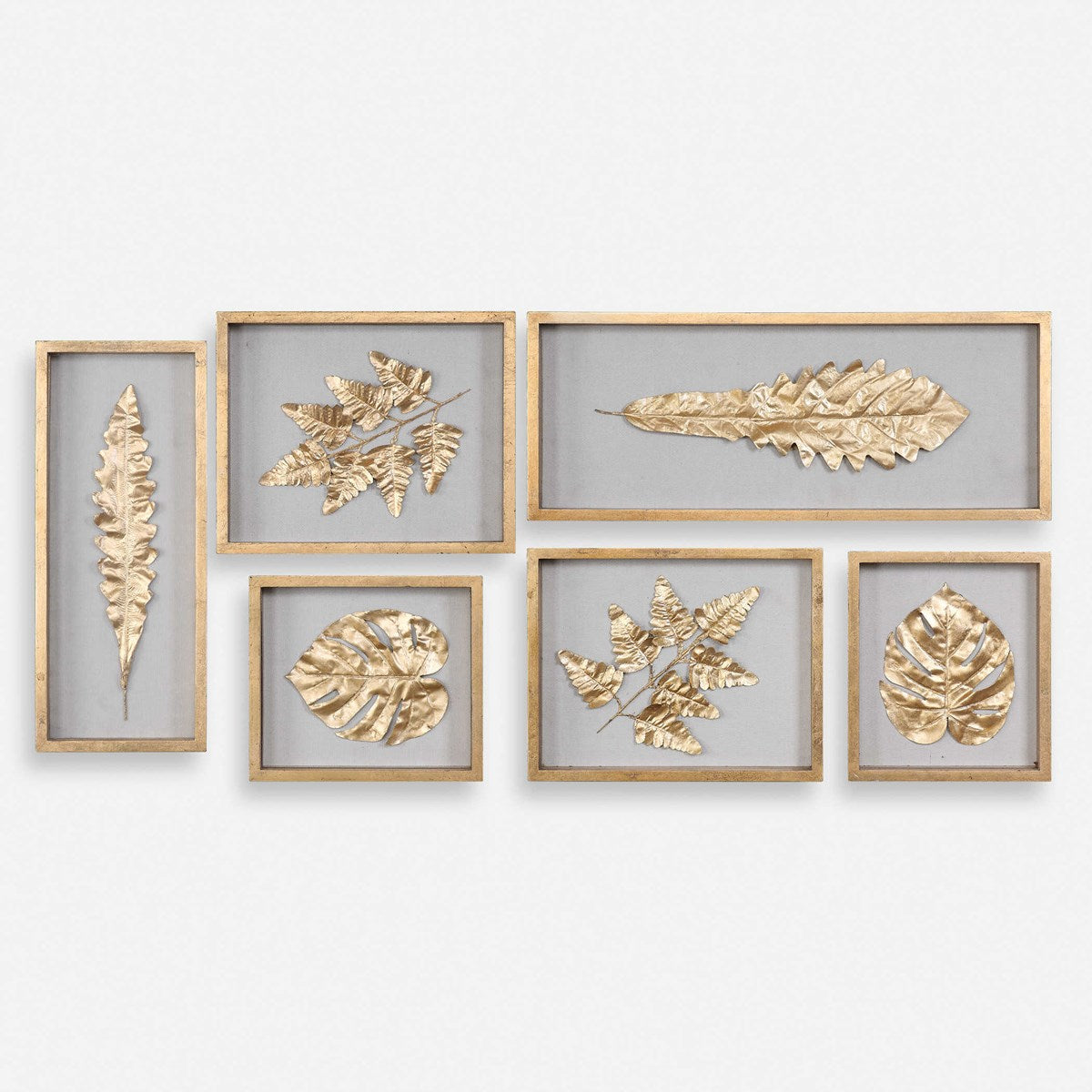 Uttermost Golden Leaves Set of 6 Shadow Box Frames - Image 2