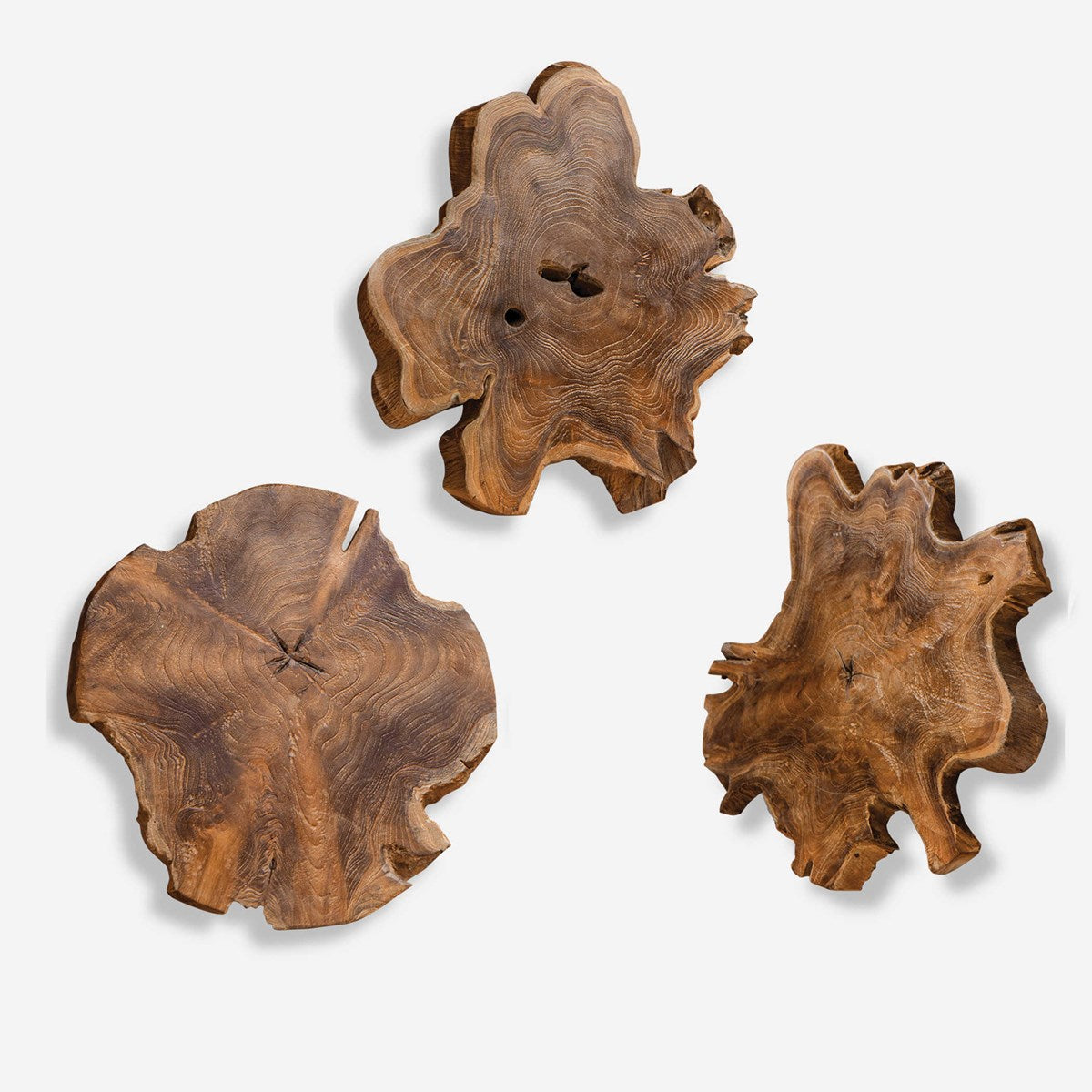 Uttermost Kalani Set of 3 Teak Wood Wall Decor - Image 3