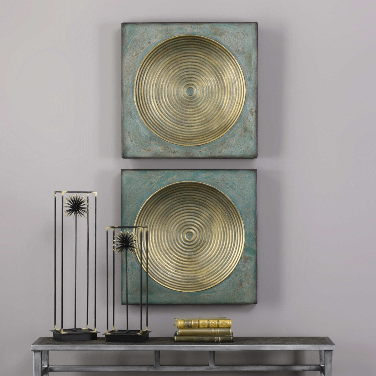 Uttermost Sybil Set of 2 Aged Iron Squares Metal Wall Decor - Image 3