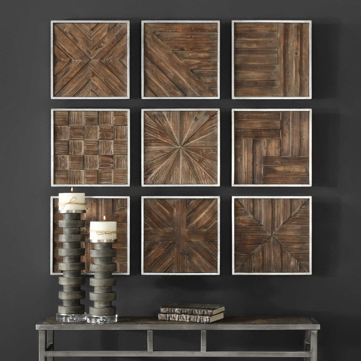 Uttermost Bryndle Squares Set of 9 Fir Wood Wall Decor - Image 2