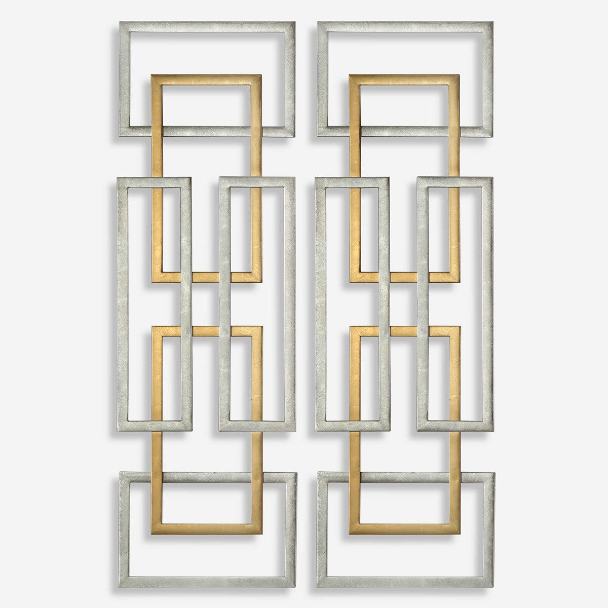 Uttermost Aerin Antiqued Gold and Silver Leaf Set of 2 Metal Wall Panels - Image 2