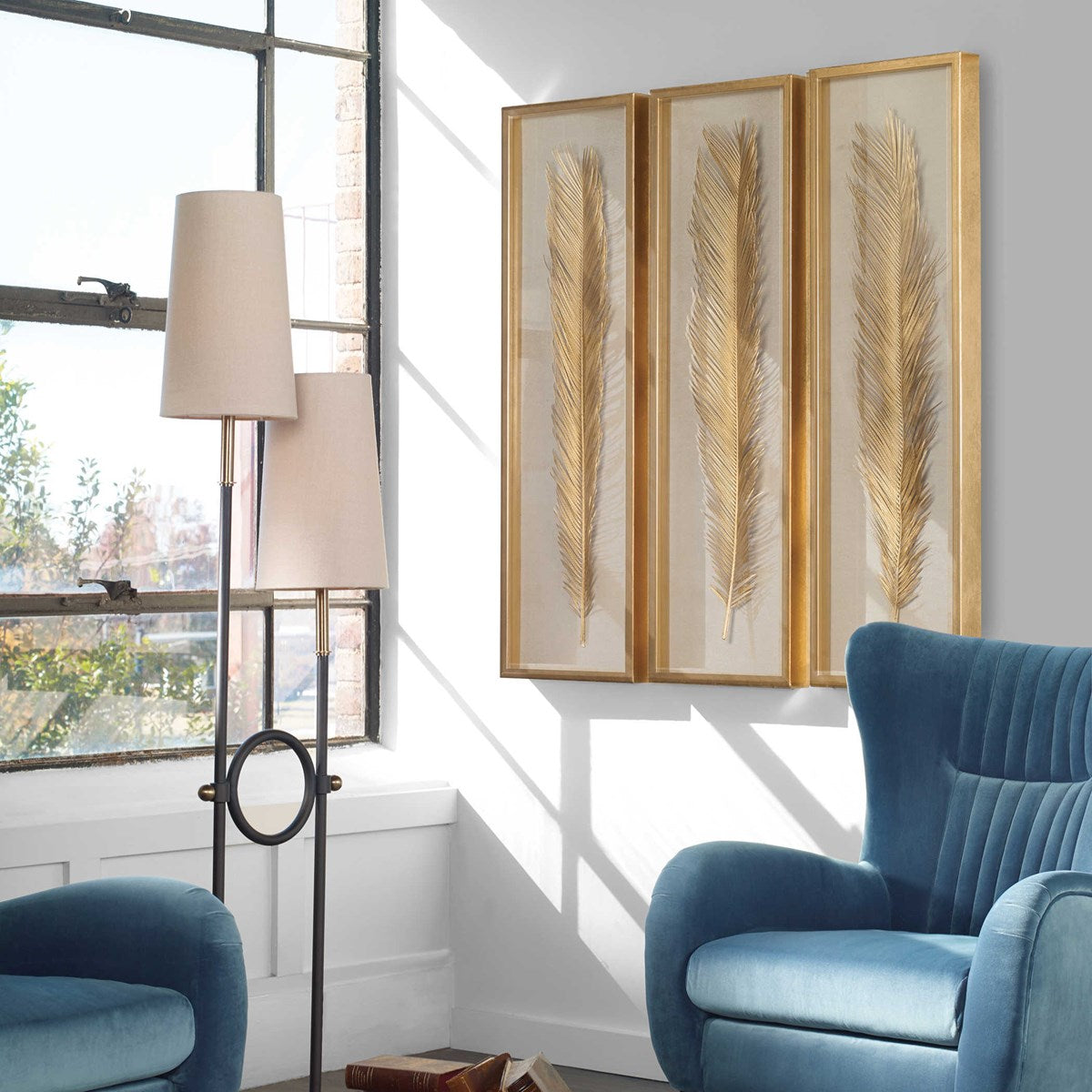 Uttermost Palma Gold Leaf Set of 3 Shadow Box Frames - Image 2
