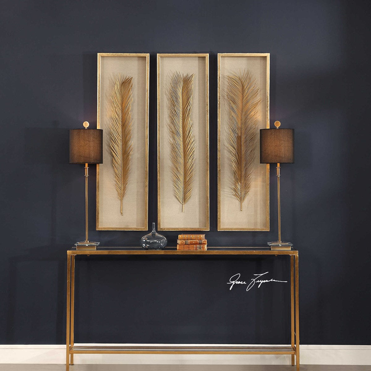 Uttermost Palma Gold Leaf Set of 3 Shadow Box Frames - Image 3
