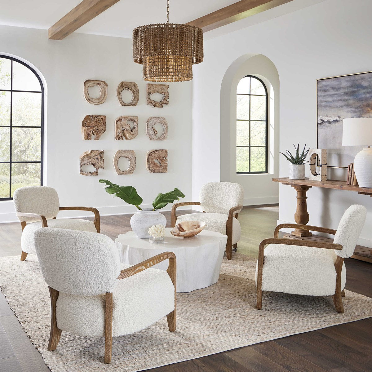 Uttermost Bahati Whitewashed Set of 9 Wood Wall Art - Image 3