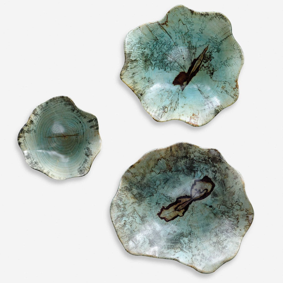 Uttermost Teo Soft Blue Green Tamarind Set of 3 Wood Wall Decor - Image 2