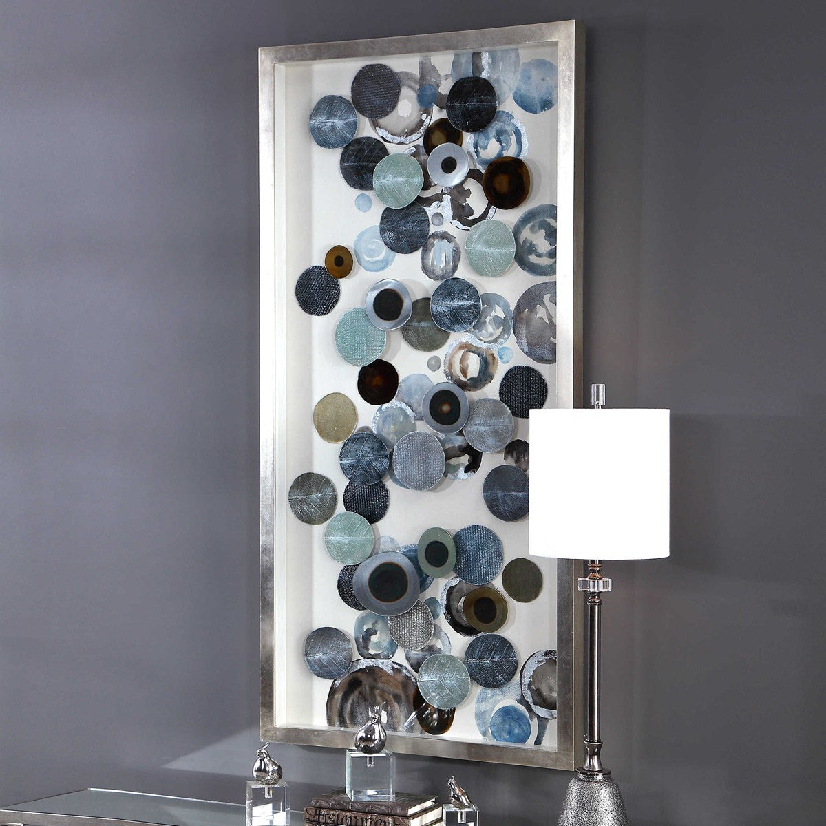 Uttermost Kella Iron Discs Antiqued Silver Leaf Shadow Box Frame - Image 3