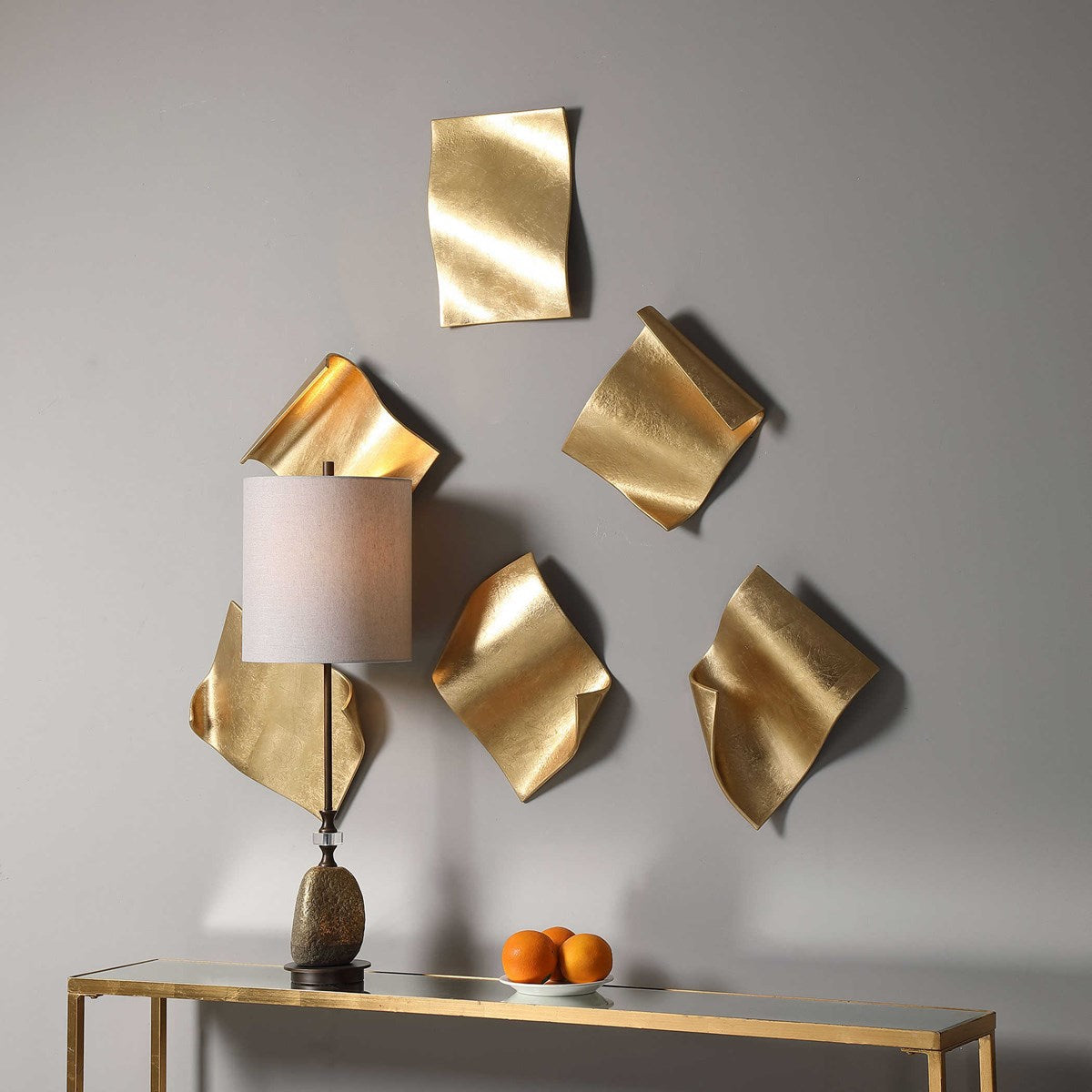 Uttermost Fluttering Pages Gold Leaf Set of 6 Iron Wall Decor - Image 3