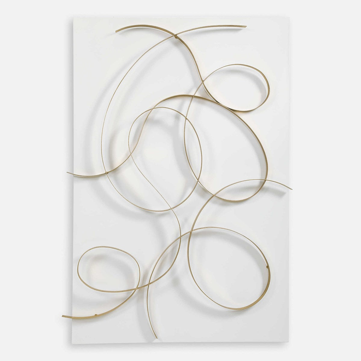 Uttermost Freehand Matte White and Brushed Gold Iron Metal Wall Panel - Image 1