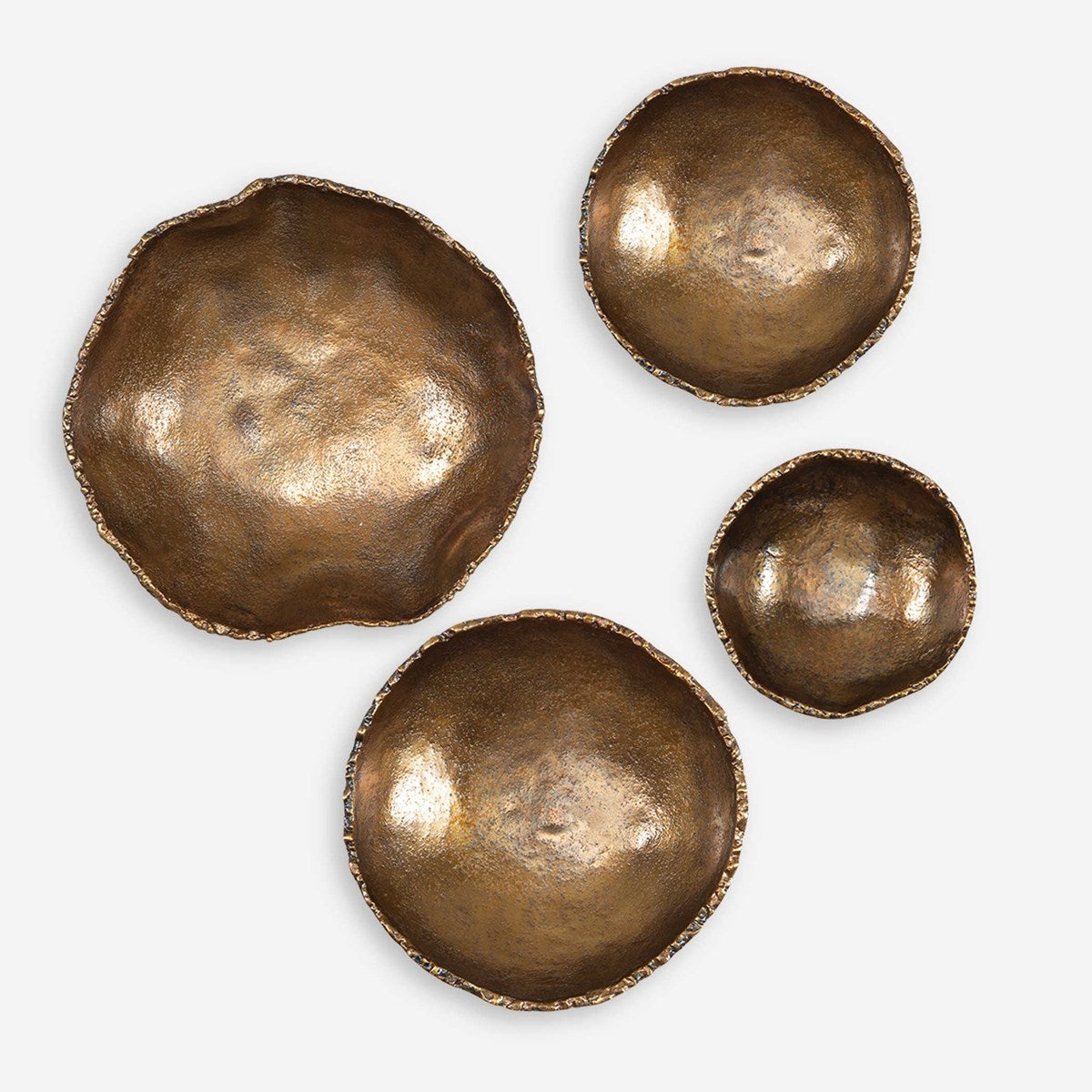 Uttermost Lucky Coins Set of 4 Brass Bowls Metal Wall Decor - Image 3