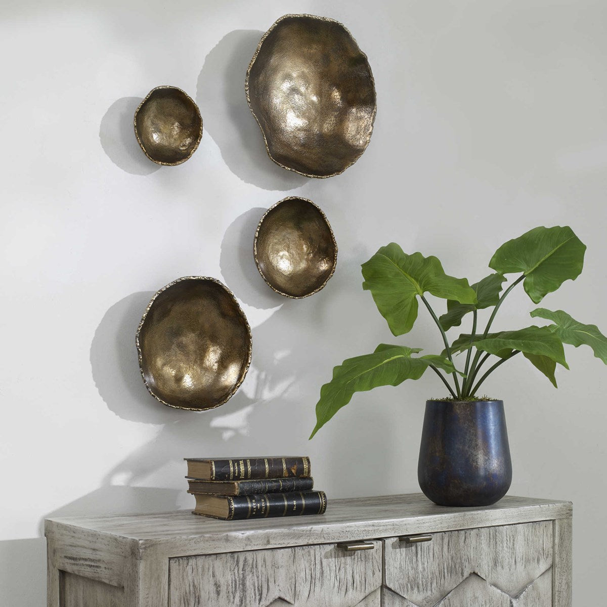 Uttermost Lucky Coins Set of 4 Brass Bowls Metal Wall Decor - Image 2