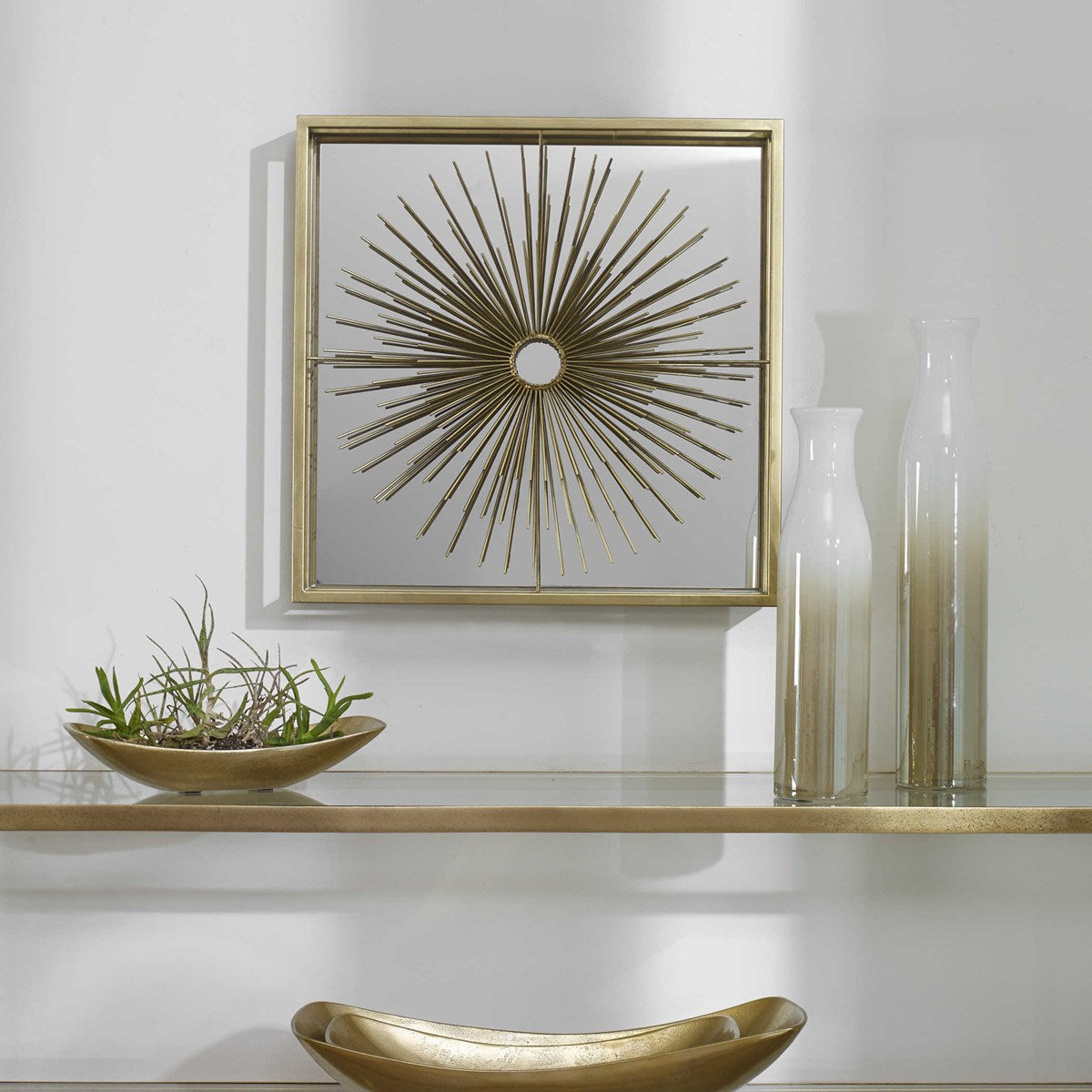 Uttermost Starlight Antiqued Brass Mirrored Wall Decor