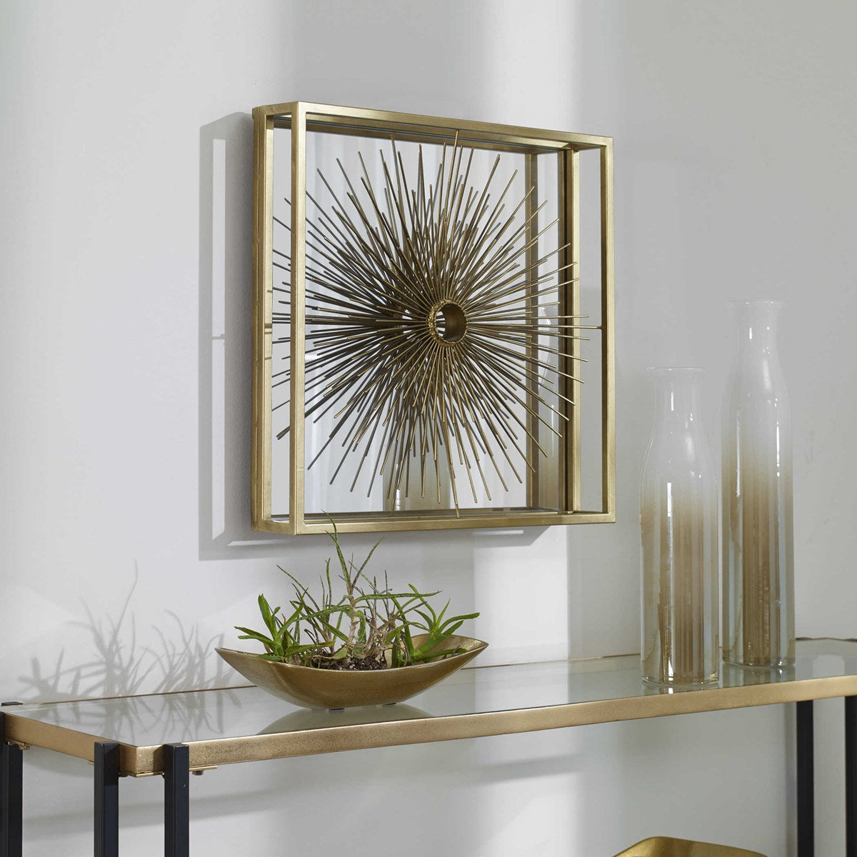 Uttermost Starlight Antiqued Brass Mirrored Wall Decor - Image 3