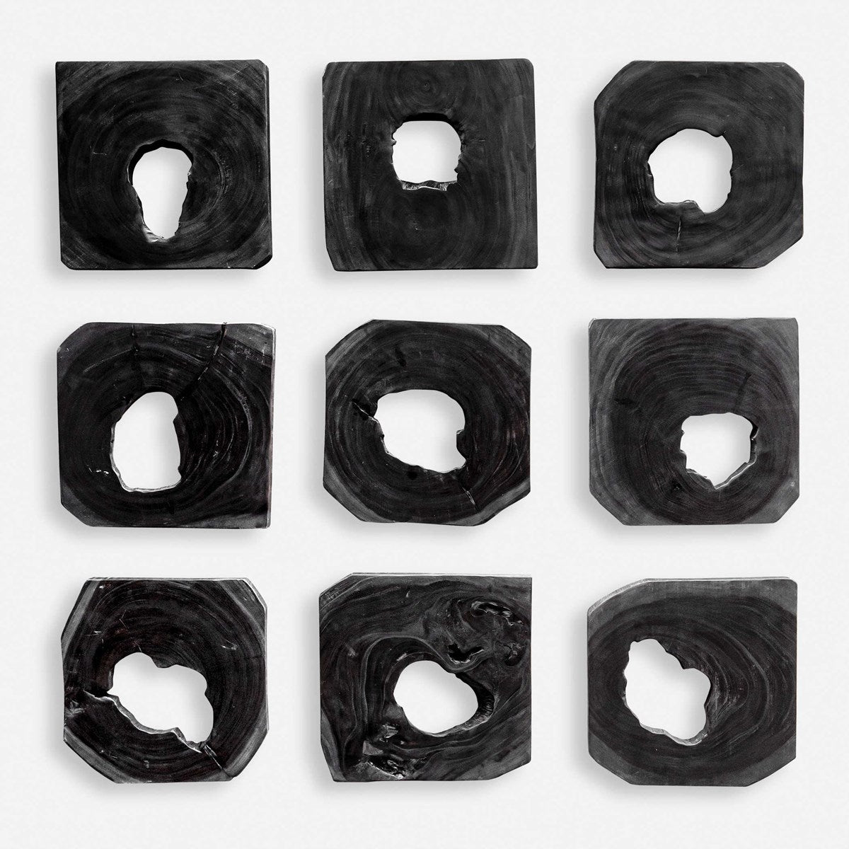 Uttermost Bahati Ebony Suar Wood Set of 9 Wall Decor