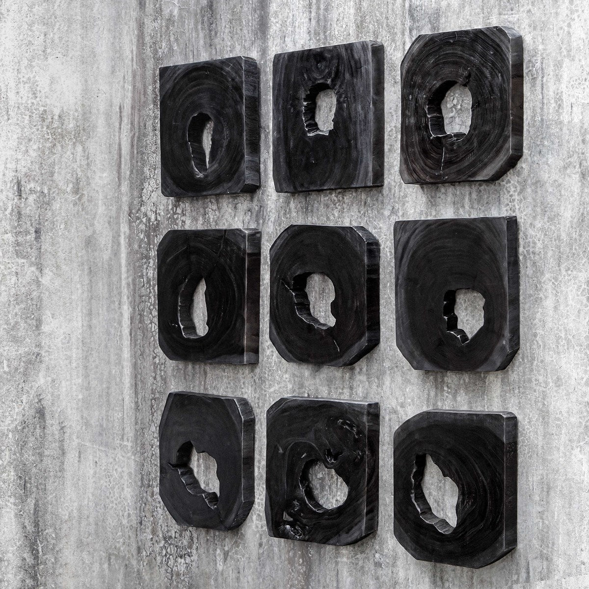 Uttermost Bahati Ebony Suar Wood Set of 9 Wall Decor - Image 3