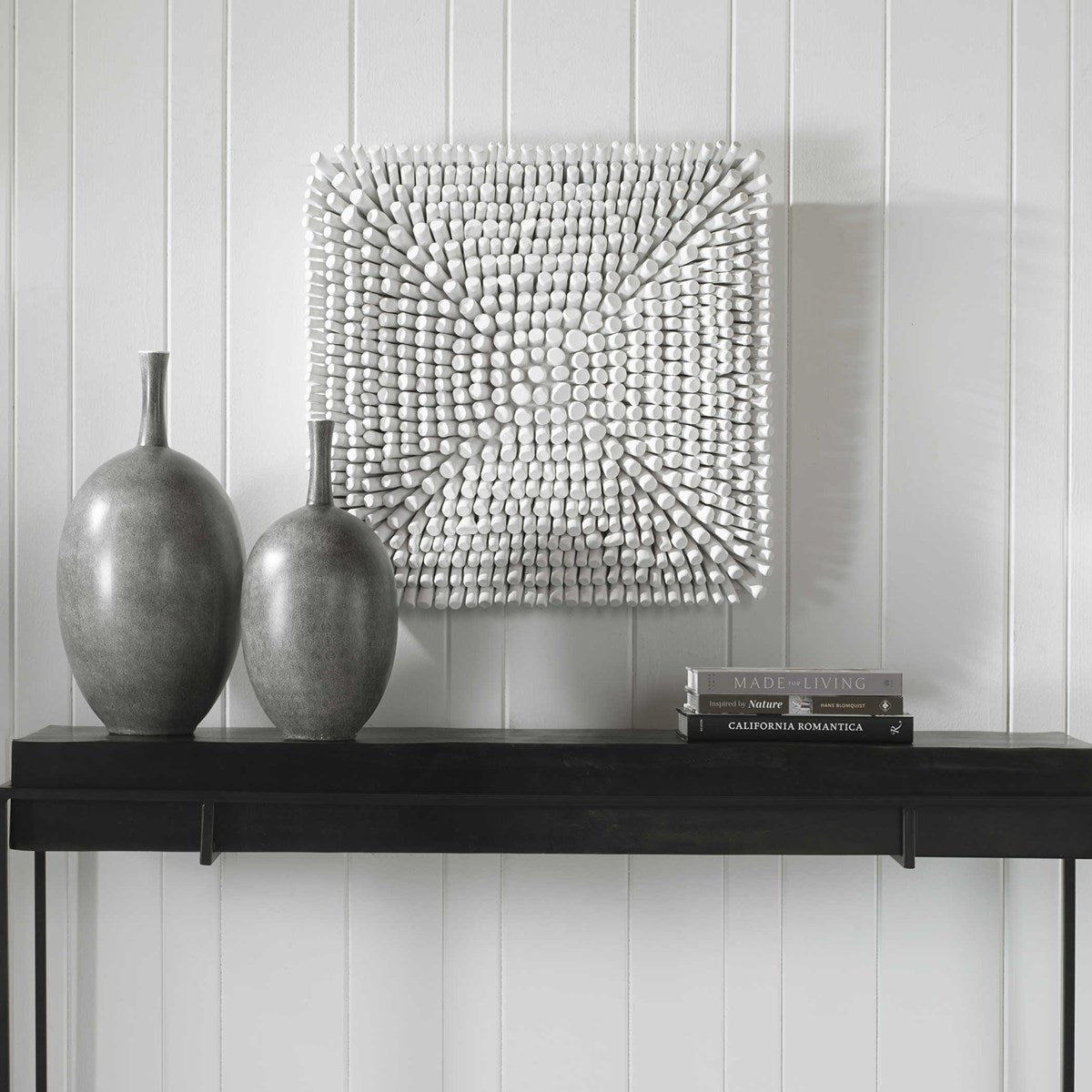 Uttermost Portside Matte White Beech Wood Wall Panel - Image 1