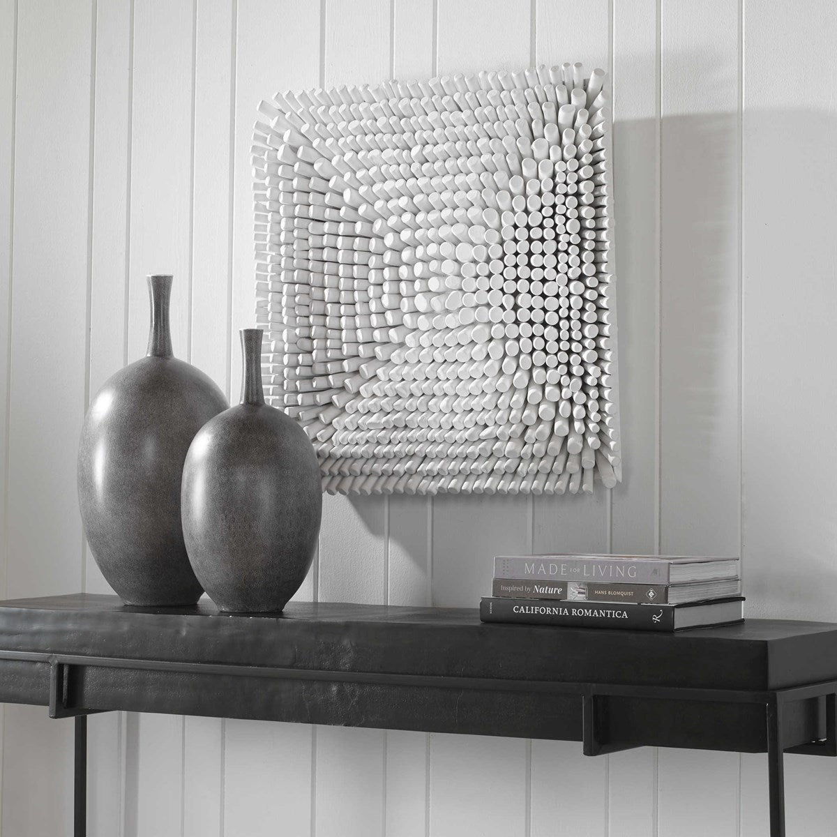 Uttermost Portside Matte White Beech Wood Wall Panel - Image 3