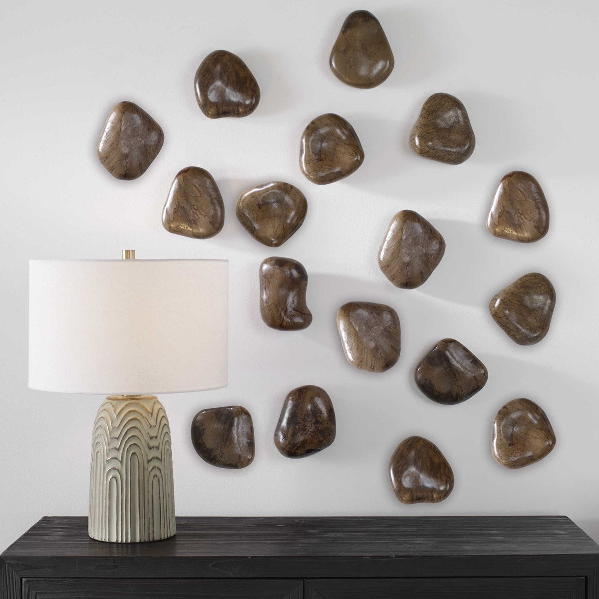 Uttermost Pebbles Walnut Set of 9 Wood Wall Decor - Image 3