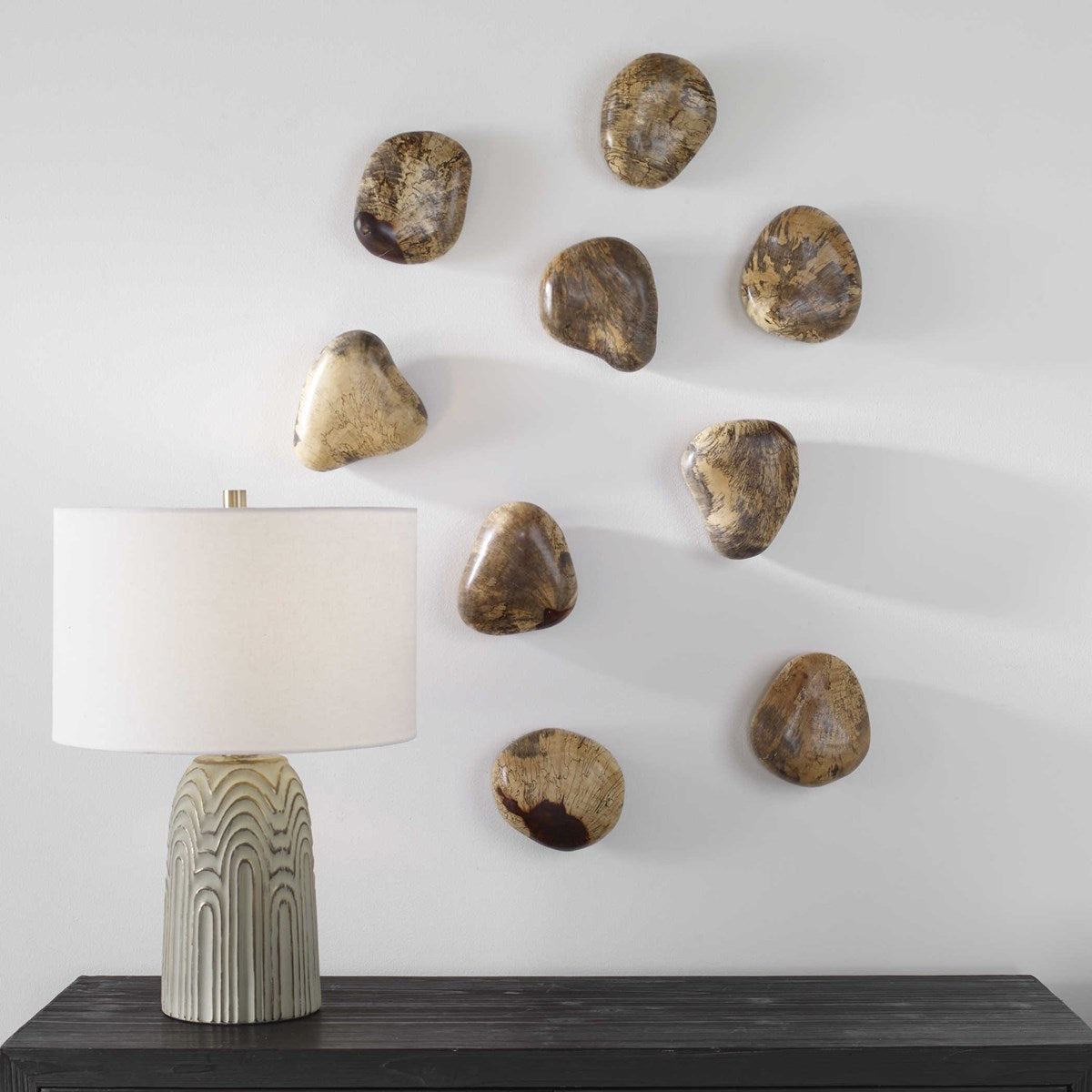 Uttermost Pebbles Blonde Set of 9 Wood Wall Decor - Image 2
