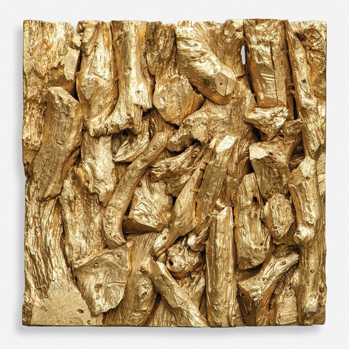 Uttermost Rio Gold Leaf Teak Wood Wall Decor - Image 2