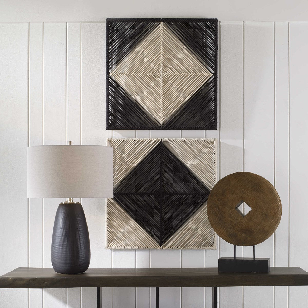 Uttermost Seeing Double Black and White Set of 2 Wall Squares