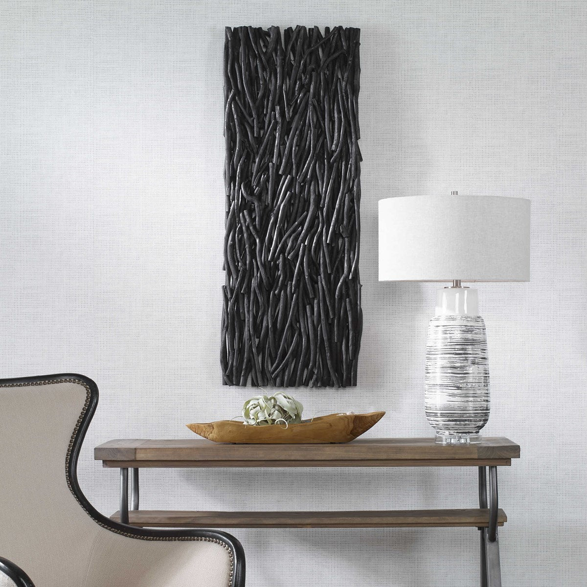 Uttermost Gathered Black Teak Wood Wall Decor - Image 2