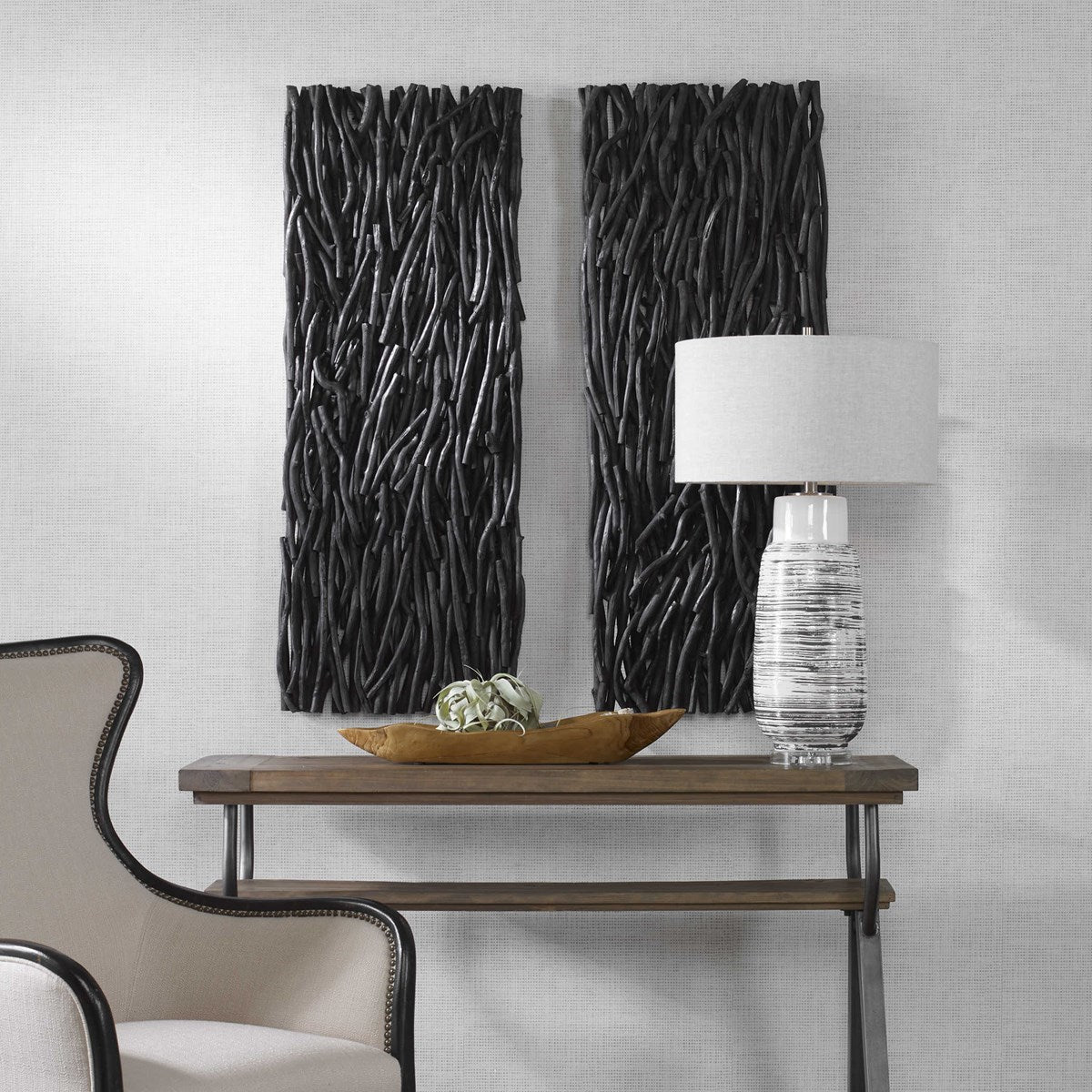 Uttermost Gathered Black Teak Wood Wall Decor - Image 3
