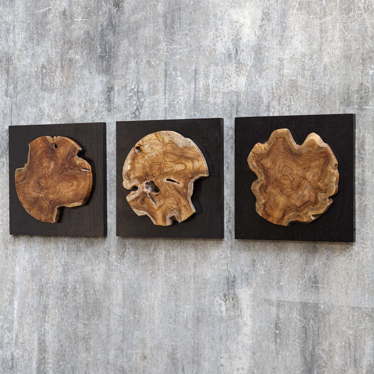 Uttermost Kolini Set of 3 Teak Wood Wall Decor - Image 3