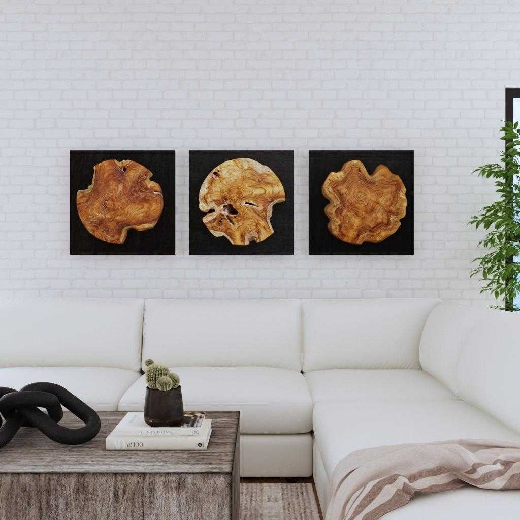 Uttermost Kolini Set of 3 Teak Wood Wall Decor