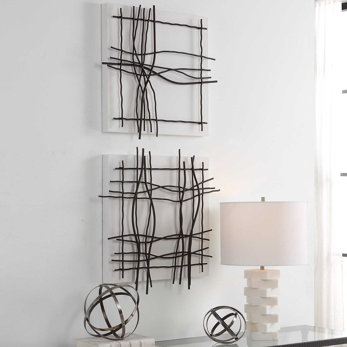 Uttermost Genesis Black and White Set of 2 Metal Wall Decor - Image 3
