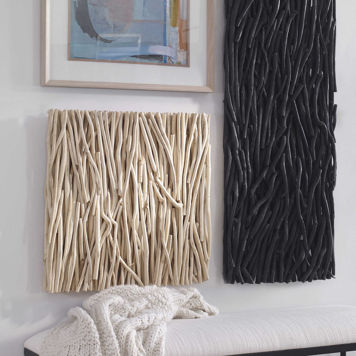 Uttermost Gathered Bleached Teak Square Wood Wall Decor - Image 3