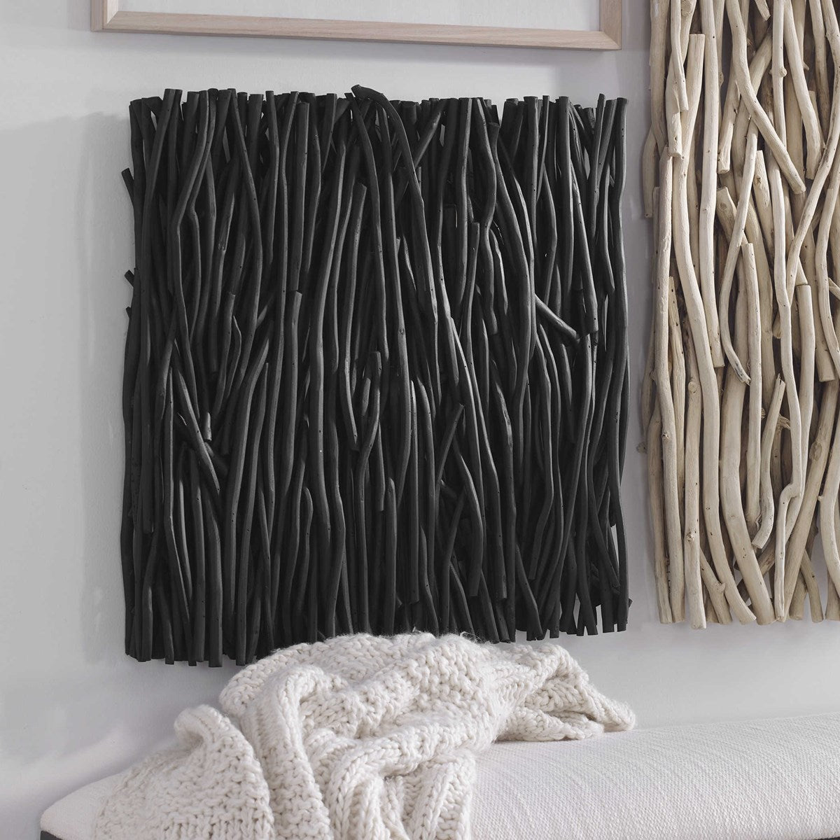 Uttermost Gathered Black Teak Square Wood Wall Decor - Image 3