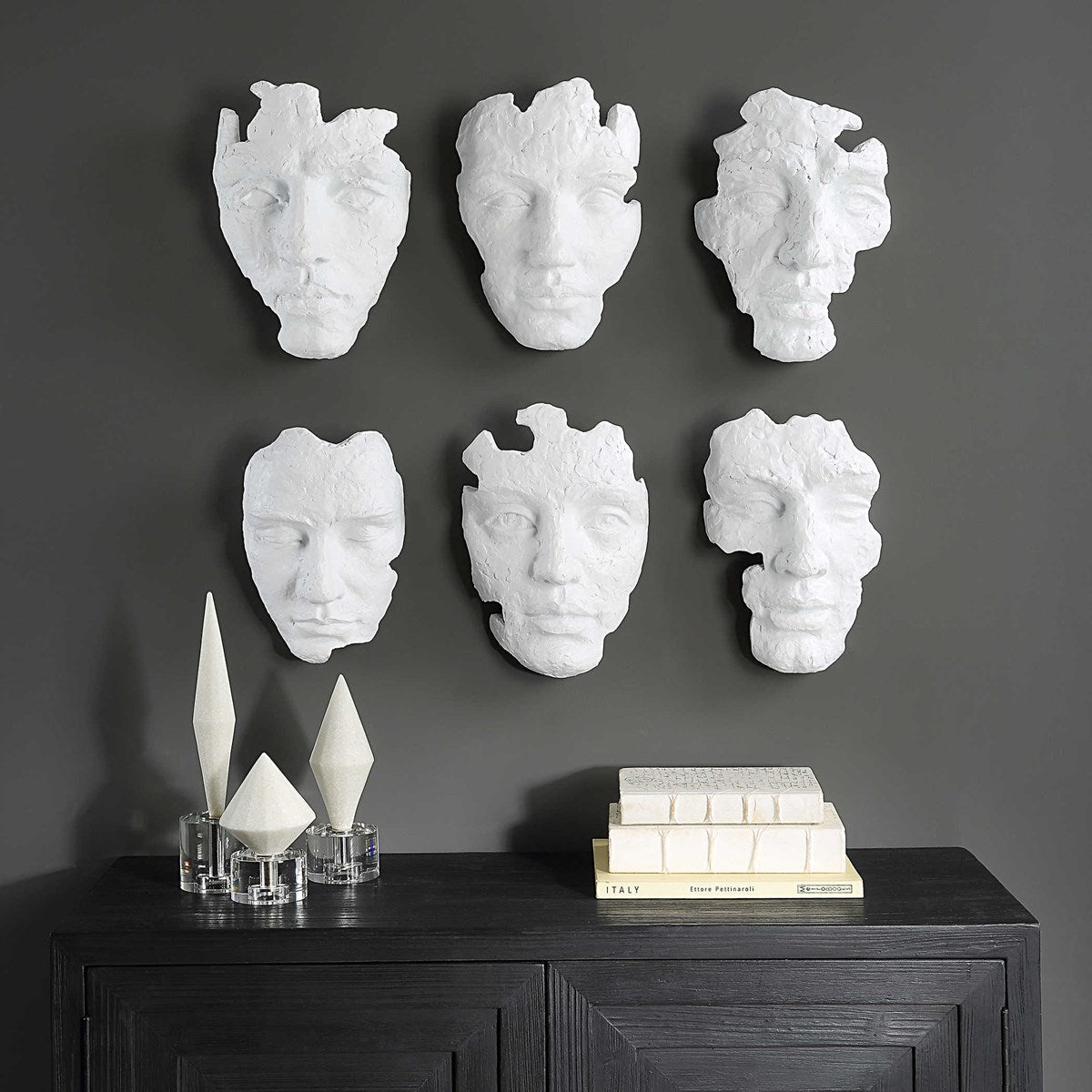 Uttermost Self-Portrait Matte White Mpdern Set of 6 Wall Decor