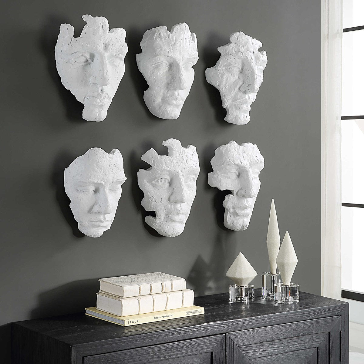 Uttermost Self-Portrait Matte White Mpdern Set of 6 Wall Decor - Image 3