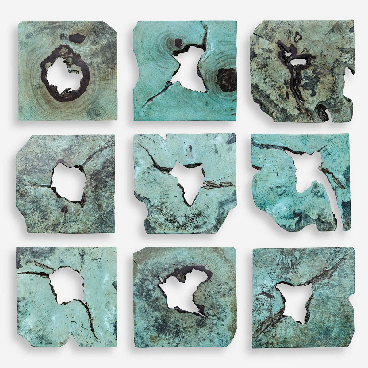 Uttermost Bahati Blue Tamerind Set of 9 Wood Wall Decor - Image 2