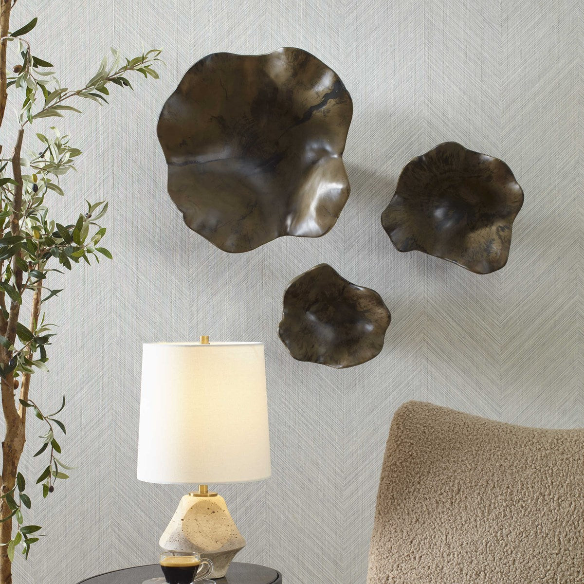 Uttermost Teo Mocha Tamarind Set of 3 Wood Wall Decor - Image 3