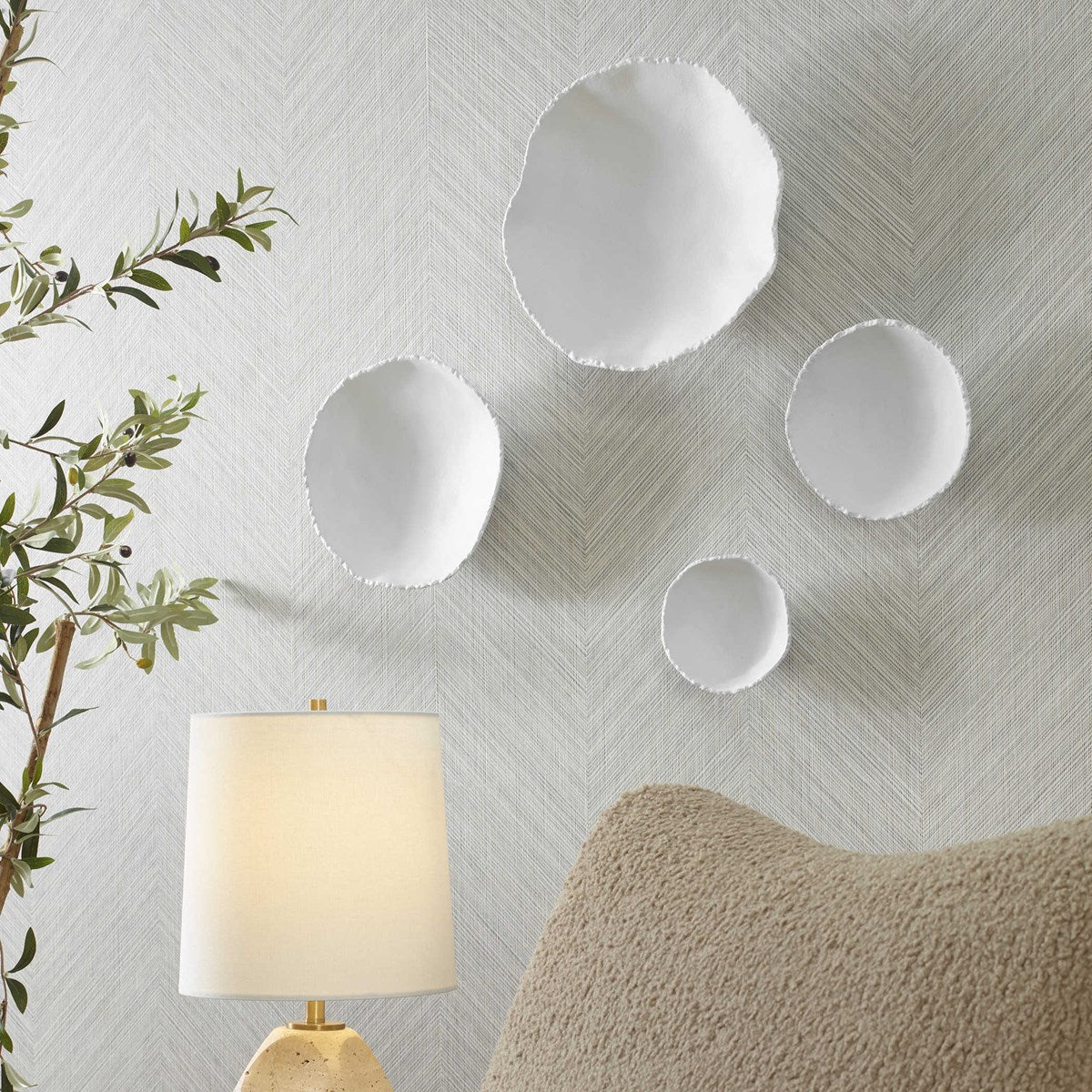 Uttermost Lucky Coins Set of 4 White Bowls Metal Wall Decor - Image 3