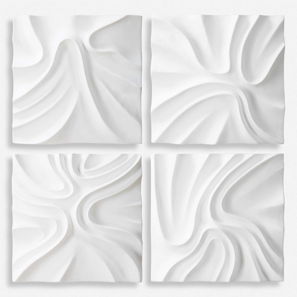 Uttermost Snowdrift Fresh White Set of 4 Wall Decor Panels - Image 2