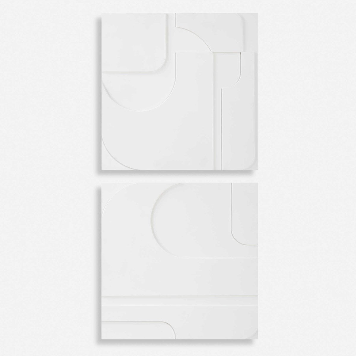 Uttermost Contours Set of 2 White Wood Wall Decor - Image 2