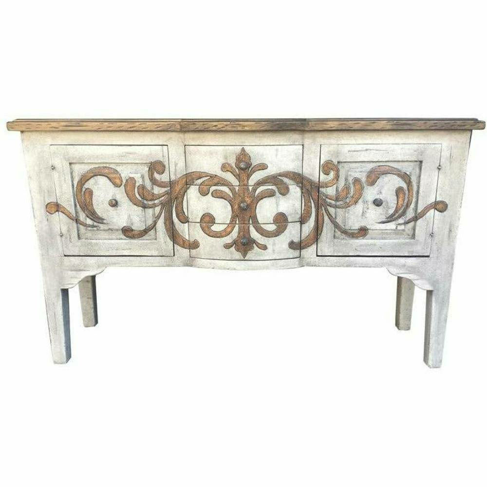 Casa Bonita Peruvian Hand-Painted Carved Wood Adobe Console Table - Image 1